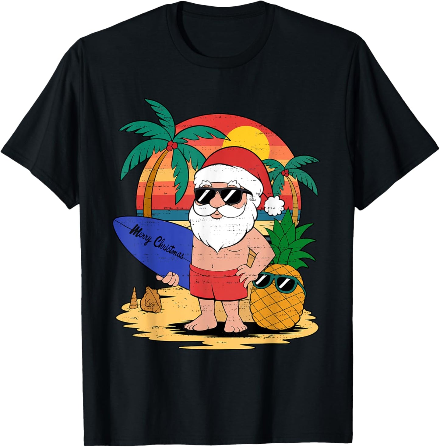 Funny Santa Christmas In July Funny Summer Xmas Mens Boy Kid T-Shirt