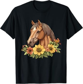Horse with flowers, Horse and Riding T-Shirt