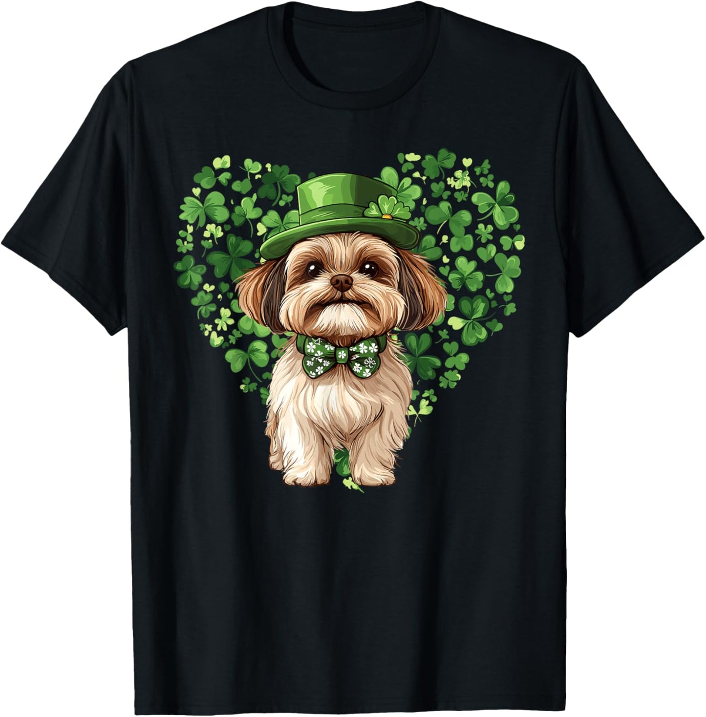 Cute Shih Tzu Shamrock Heart St. Patrick's Day Dog Lover T-Shirt