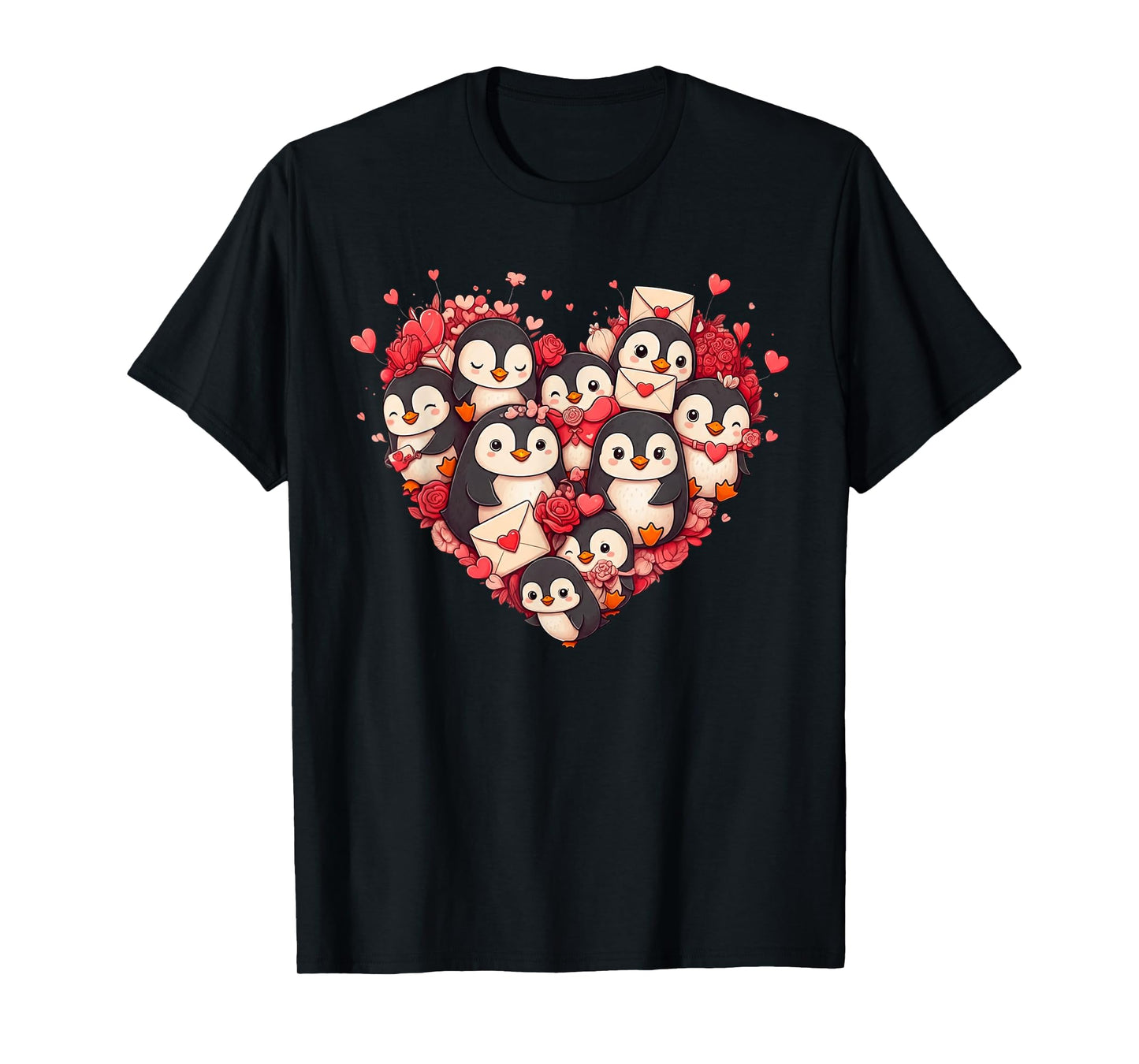 Funny Penguin Heart Valentine Penguin Womens Mens Kids T-Shirt