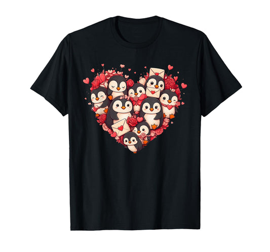 Funny Penguin Heart Valentine Penguin Womens Mens Kids T-Shirt