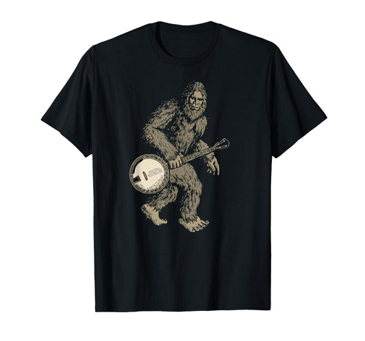 Grassquatch! Vintage Bigfoot & Bluegrass Banjo Music T-Shirt