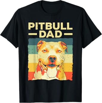 Cool Pitbull Dad For Men Father Boy Pitbull Owner Dog Lovers T-Shirt