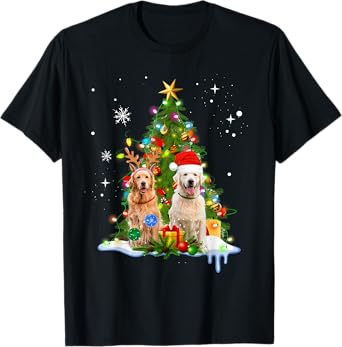Cute Golden Retriever Christmas Tree T-Shirt