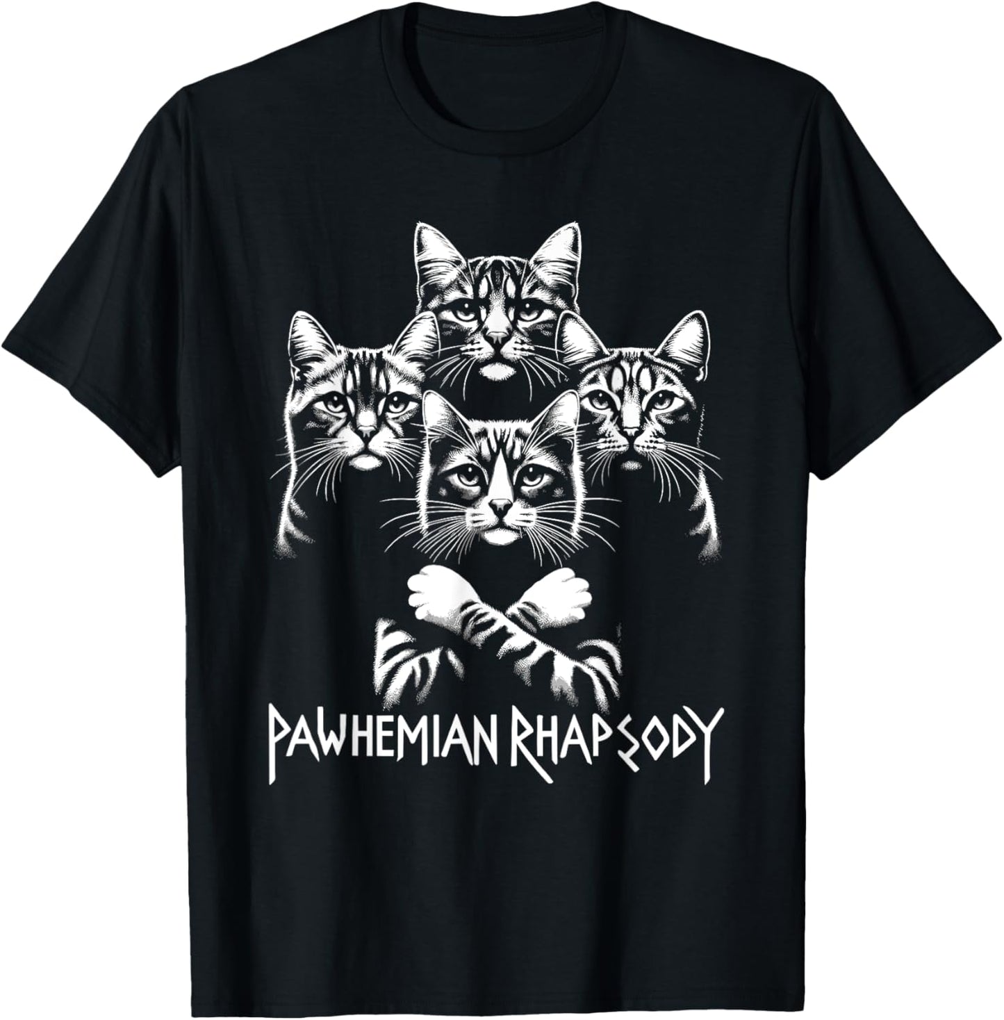 Retro Cat Rock Music Concert Band Men Kids Women Funny Cat T-Shirt