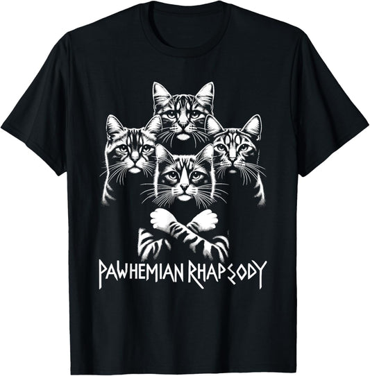 Retro Cat Rock Music Concert Band Men Kids Women Funny Cat T-Shirt