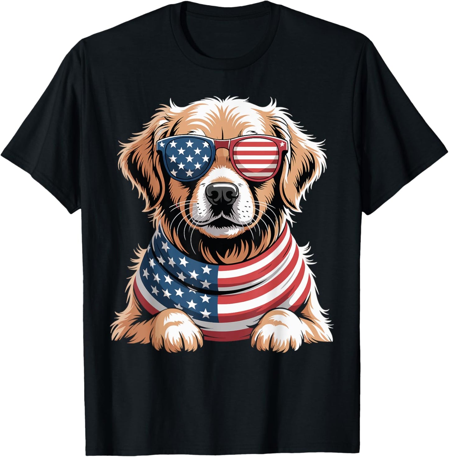 Patriotic Golden Retriever Dog American Flag 4Th Of July T-Shirt