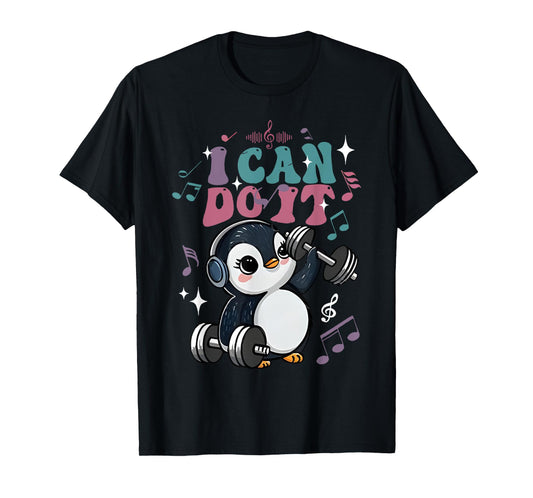 i can do it funny penguin deadlift weight lifting workout T-Shirt