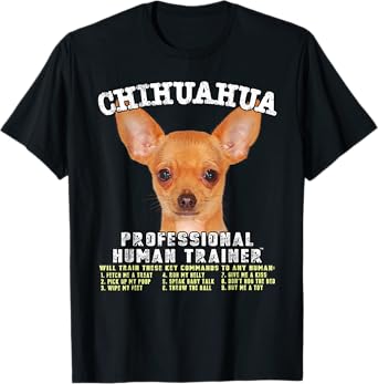 Kitana Tees Chihuahua Dog Themed T-Shirt, Unisex-Adults, Black, Small, Short Sleeve, Cotton, Classic Fit, Modern Classic, Chihuahua
