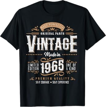 Vintage 1965 60th Birthday Gifts Women Men 60 Year Old T-Shirt