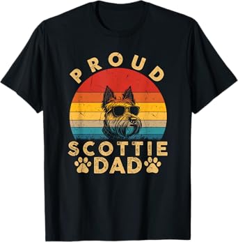 Proud Scottie Dad Gifts Funny Scottie Dog Owner Fathers Day Men Women Kids T-Shirt