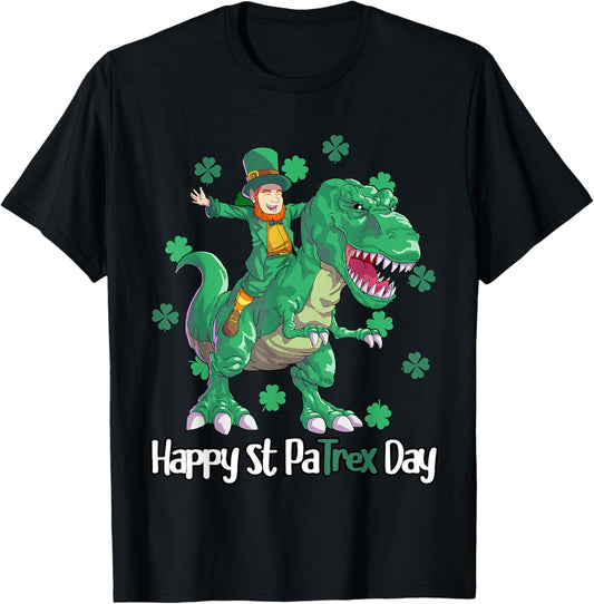 Dino St Patricks Day Kids Saint Patricks Boys Leprechaun T-Shirt