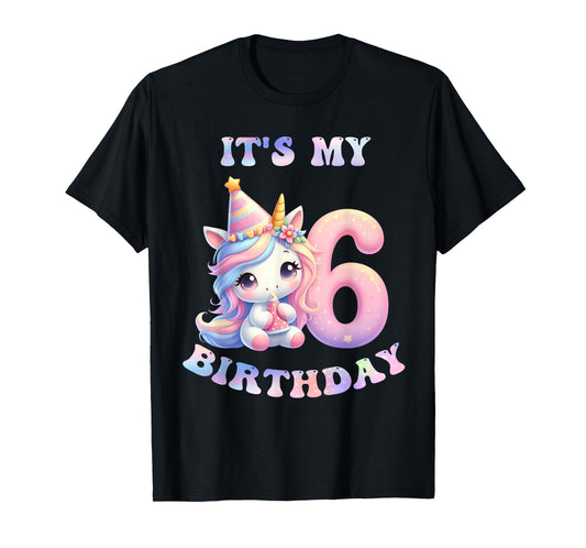 6 Year Old Unicorns Costume For 6th Birthday Girl Party T-Shirt
