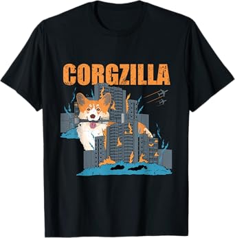 Corgzilla Funny Pembroke Welsh Corgi Pet Dog Lover Men Women Girls Kids T-Shirt