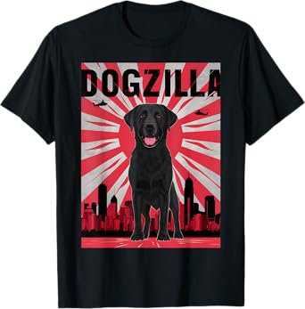 Funny Retro Japanese Dogzilla Black Labrador Retriever T-Shirt