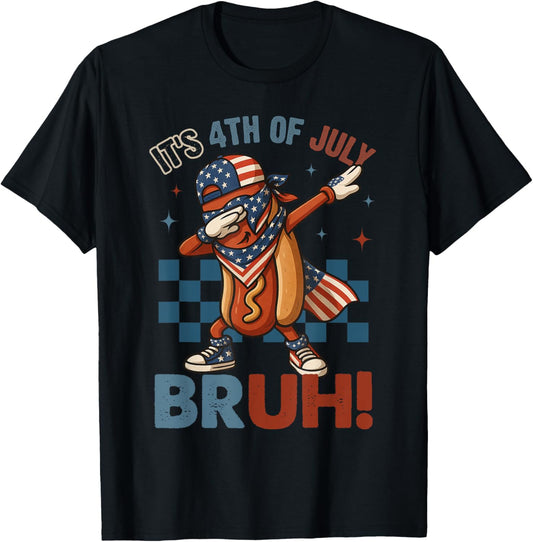 Bruh 4th Of July Boys Kids Funny Hotdog T-Shirt