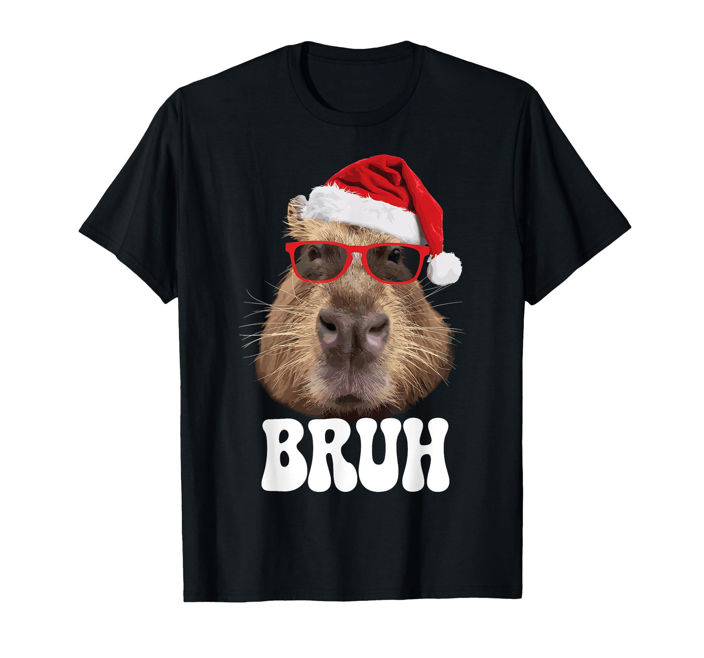 Bruh Capybara Funny Santa Hat Christmas Season Capybara T-Shirt