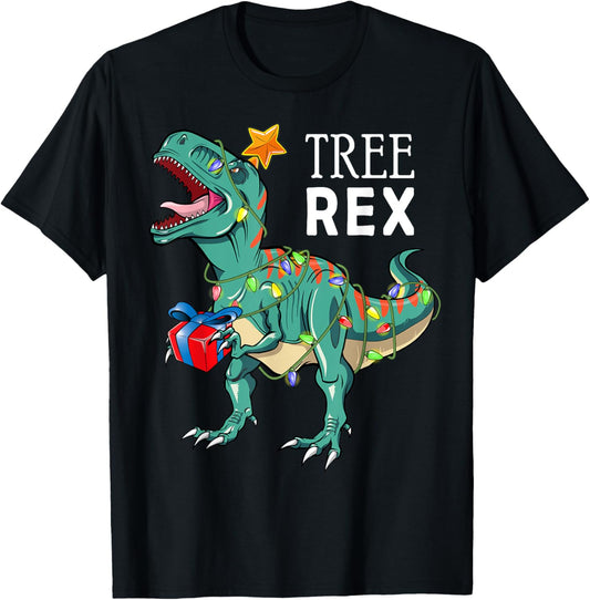 Dinosaur Tree Rex Christmas Shirt Boys Kids Men Pajamas Gift T-Shirt