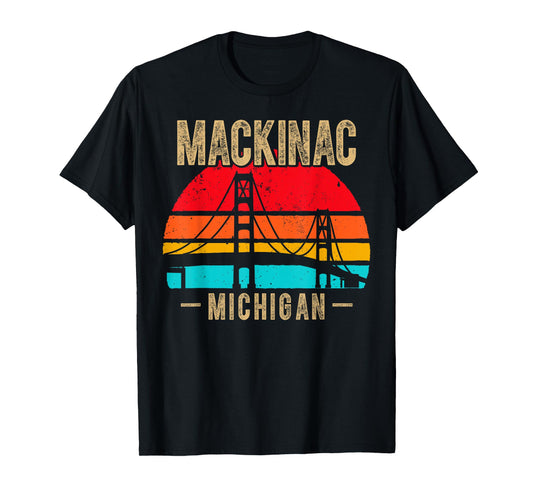 Mackinac Bridge Mackinaw Retro Vintage Michigan Souvenir T-Shirt