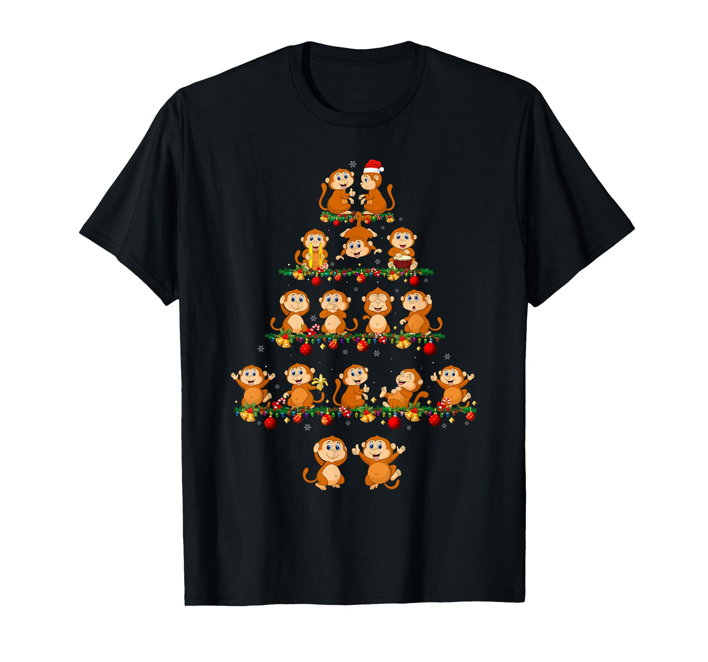 Family Pajama Sets Christmas Matching Monkey Xmas Tree T-Shirt