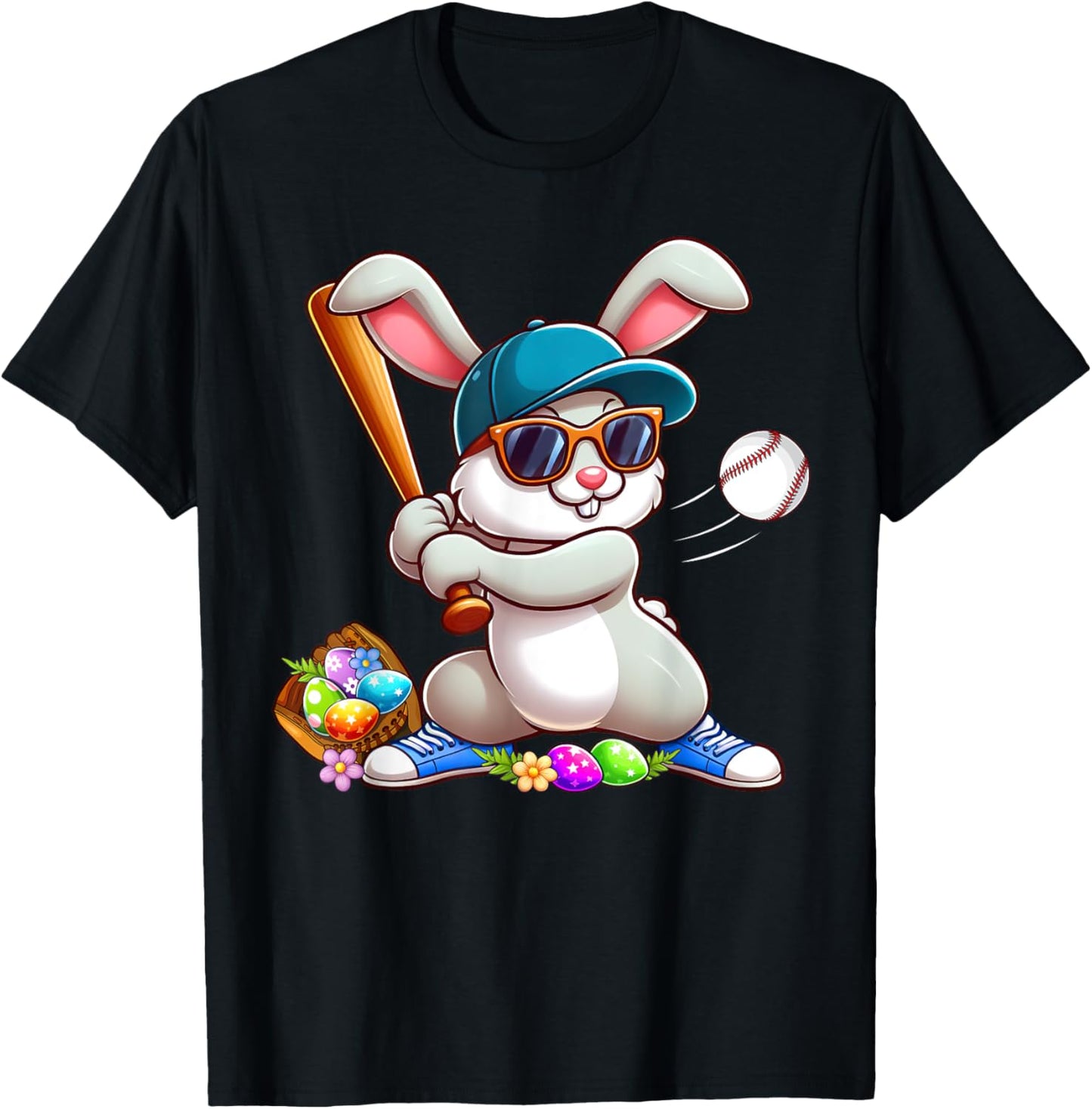 Funny Baseball Bunny Easter Shirts For Kids Boys Toddlers T-Shirt