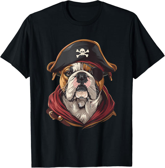 English Bulldog Pirate Dog Halloween Party T-Shirt