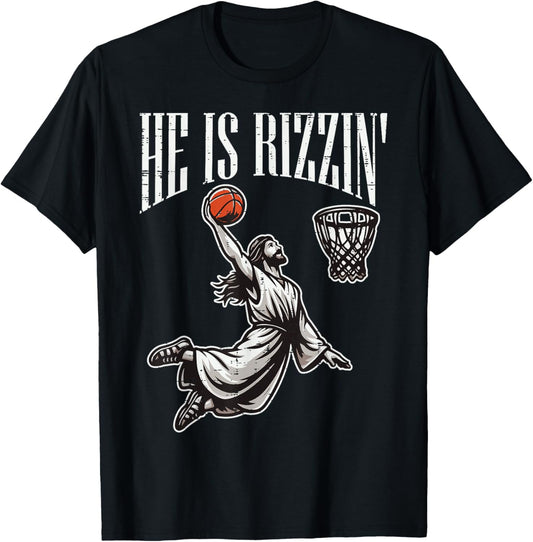 Easter Jesus He Is Rizzen Risen Christian Boys Kids Men Teen T-Shirt