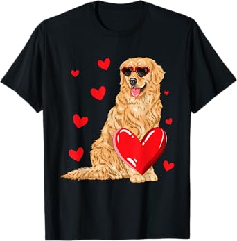Funny Golden Retriever Heart Valentines Day Dog Lover T-Shirt