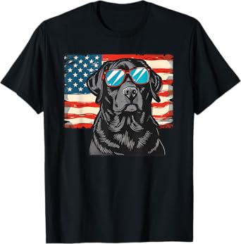Labrador Retriever USA America Flag 4th of July T-Shirt