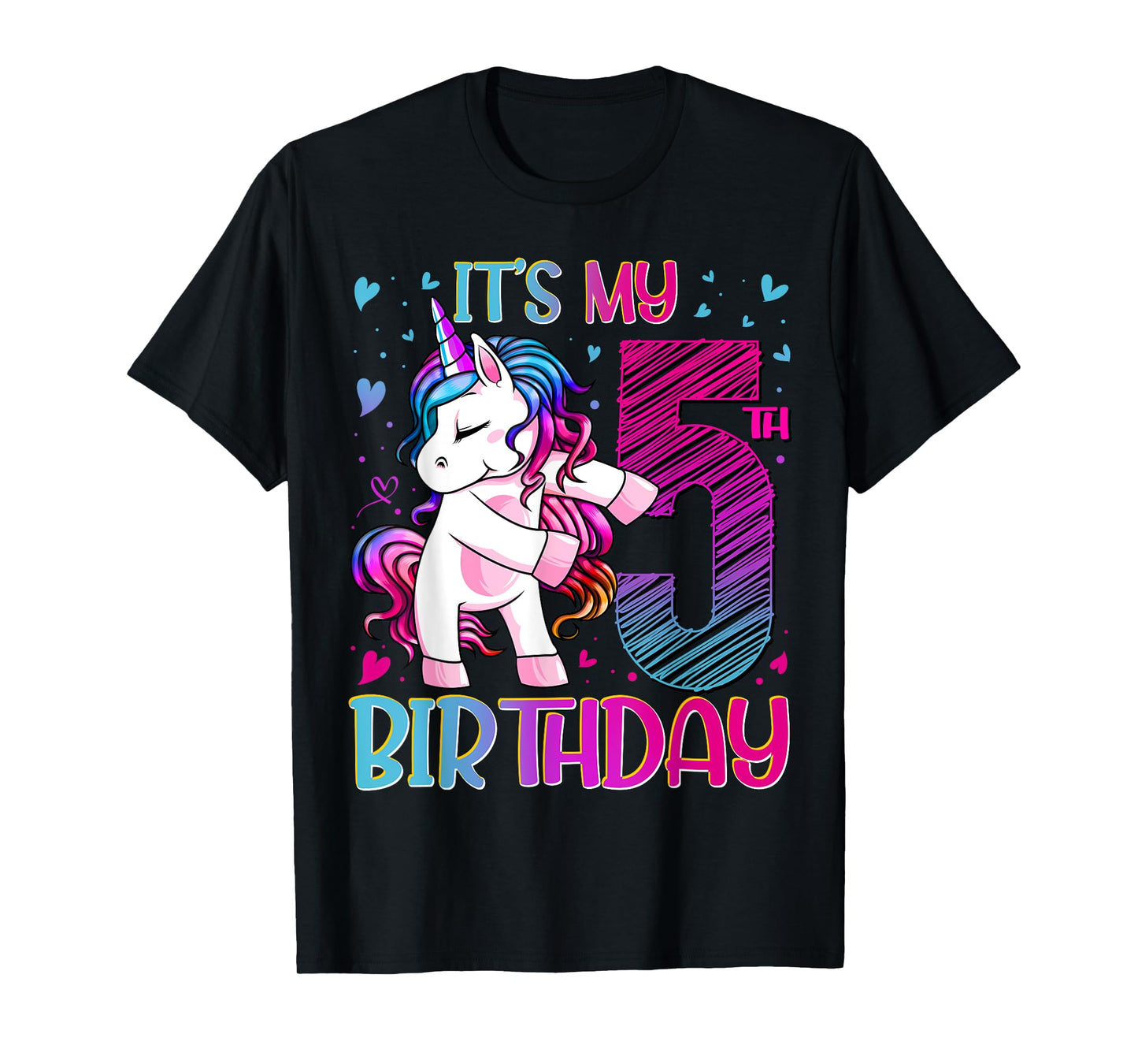 5 Year Old Gifts Unicorn Flossing 5th Birthday Girl Party T-Shirt