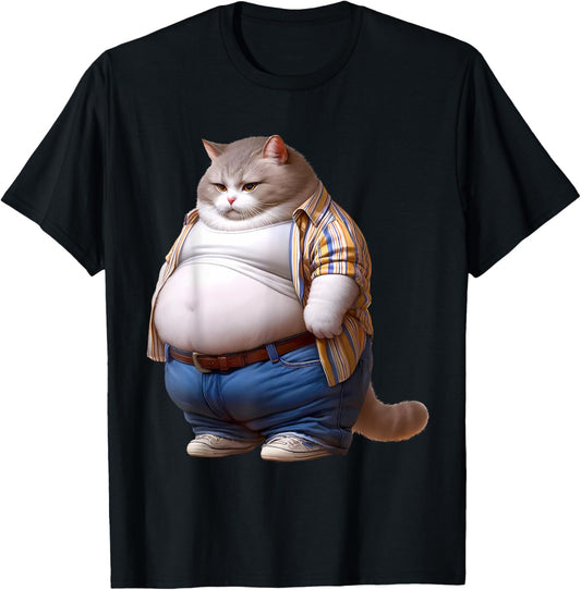 Funny Fat Cat Graphic Fat Kitten Design Chubby Cat Lover T-Shirt