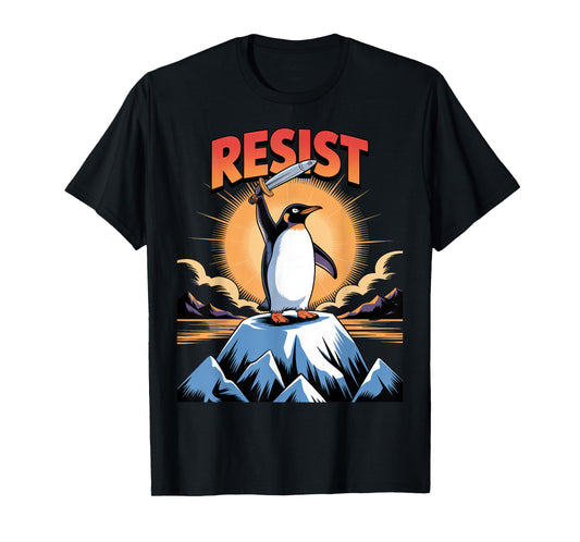 Penguins Protest Against Tariffs Funny Penguin Tariff T-Shirt