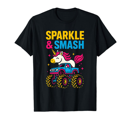 Cute Unicorn Monster Truck Sparkle & Smash Girls Cute T-Shirt