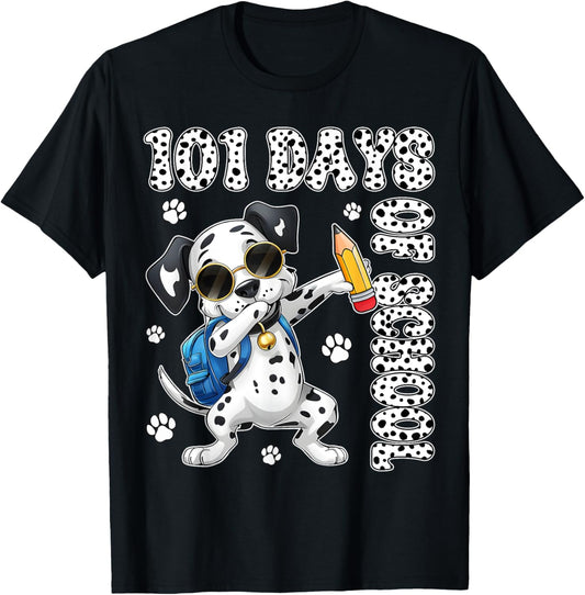 100 Days Of School Dabbing Dalmatian Dog Teachers Boys Kids T-Shirt