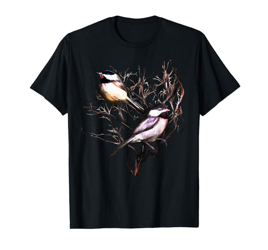 Cute Black Capped Chickadees in Branches T-Shirt
