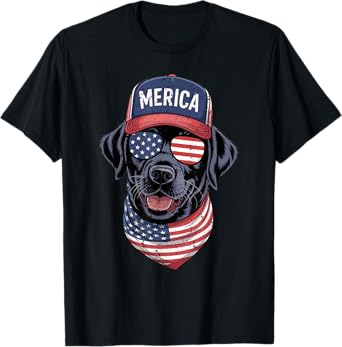 Labrador Retriever 4th of July US American Flag Patriotic T-Shirt