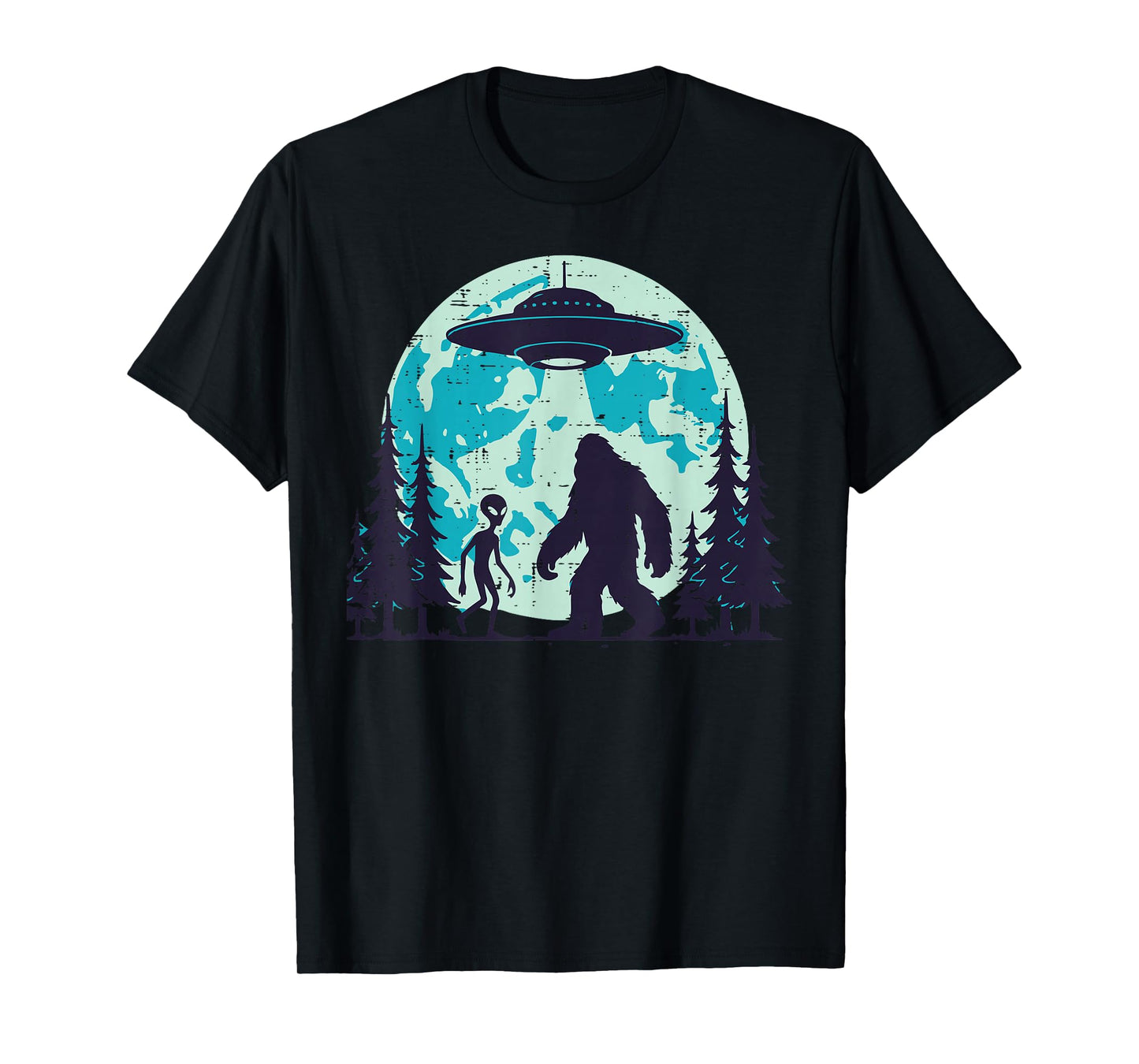 Bigfoot Alien Ufo Abduction Funny Sasquatch Men Women Kids T-Shirt