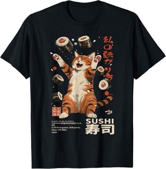 Harajuku Sushi Cat Japanese Kawaii Sushi Cat Tokyo T-Shirt