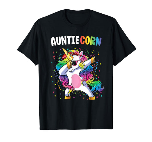 Auntiecorn Women Shirt Unicorn Birthday Dabbing Unicorn Aunt T-Shirt