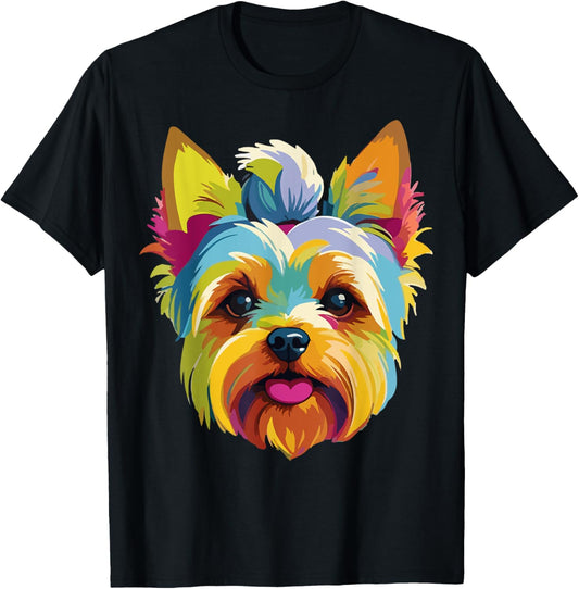 Colorful Dog Face Design With Vibrant Features And Eyes T-Shirt