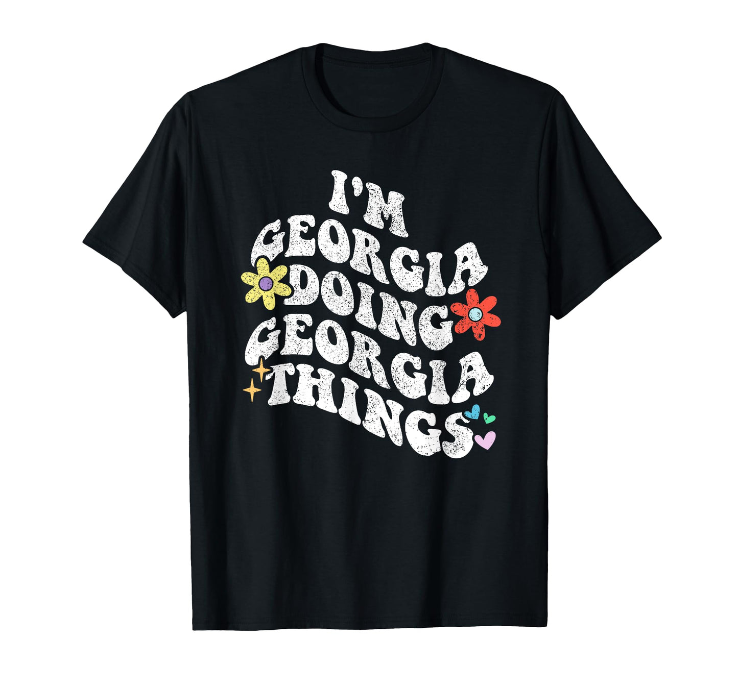 Personalized Name Mothers Day outfit For Women Retro Groovy Im GEORGIA Doing GEORGIA Things Funny Mother's T-Shirt
