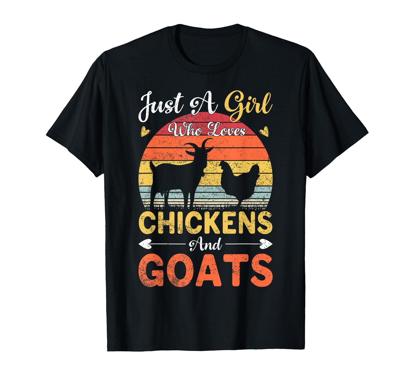 Vintage Just A Girl Who Loves Chickens And Goats Farmer Gift T-Shirt