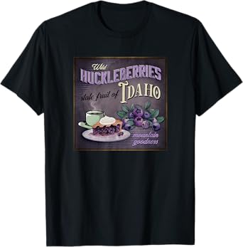 Vintage Idaho Huckleberry Huckleberries Novelty Souvenir T-Shirt