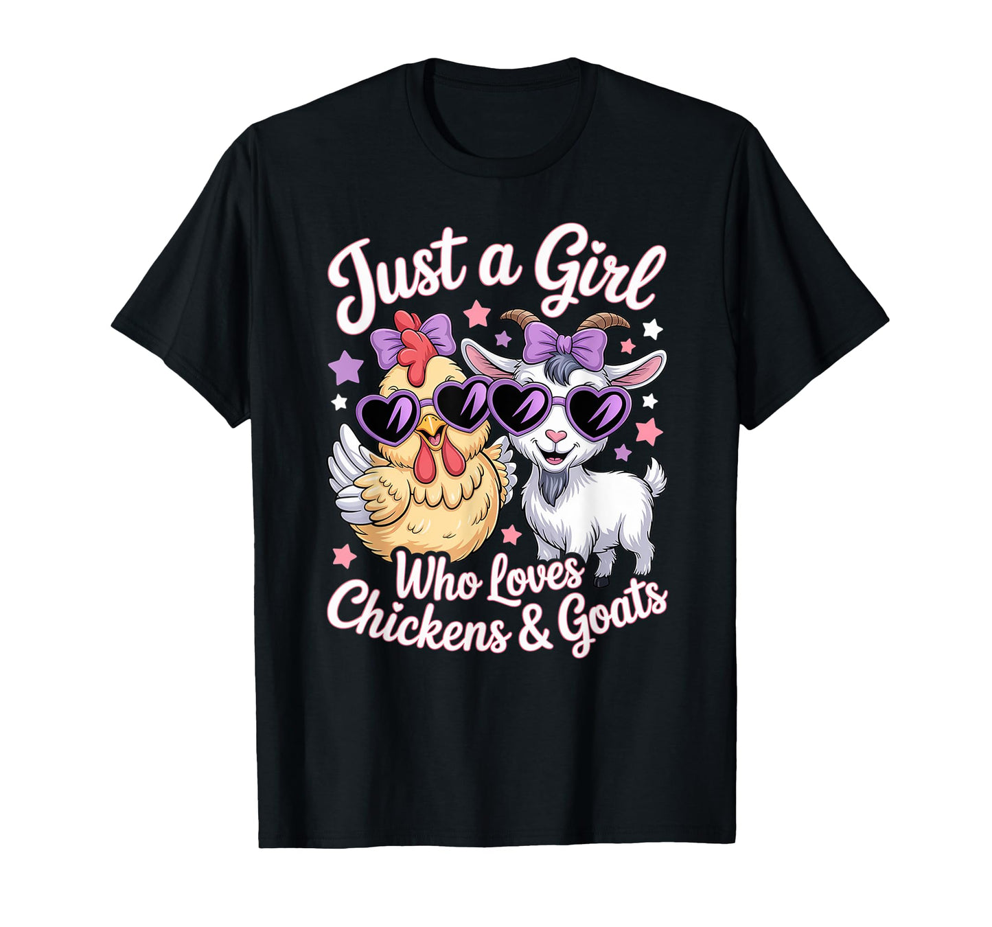 Cute Just A Girl Who Loves Chickens and Goats Poultry Farmer T-Shirt