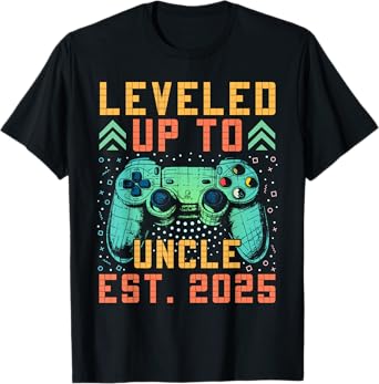 Promoted To Uncle 2025 Leveled Up To Uncle Est 2025 Gaming T-Shirt