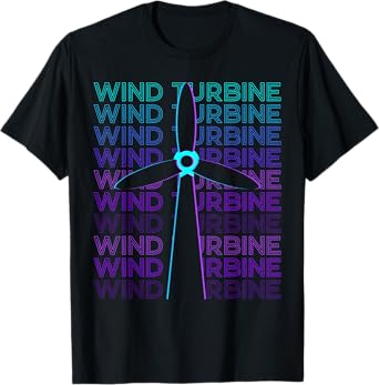 Wind Turbine Gifts Unisex-Adults, Unisex-Kids Retro-Modern Black Short Sleeve T-Shirt