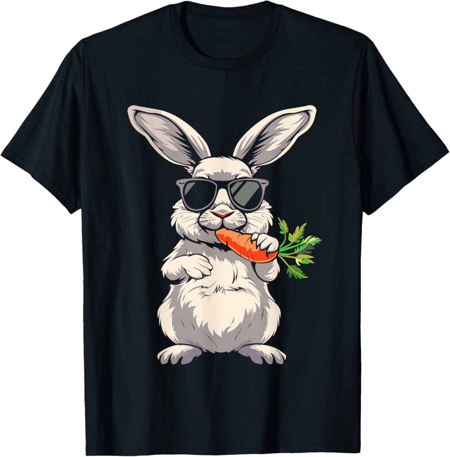 Cool Rabbit Face With Sunglasses Carrot Bunny For Boys Men T-Shirt