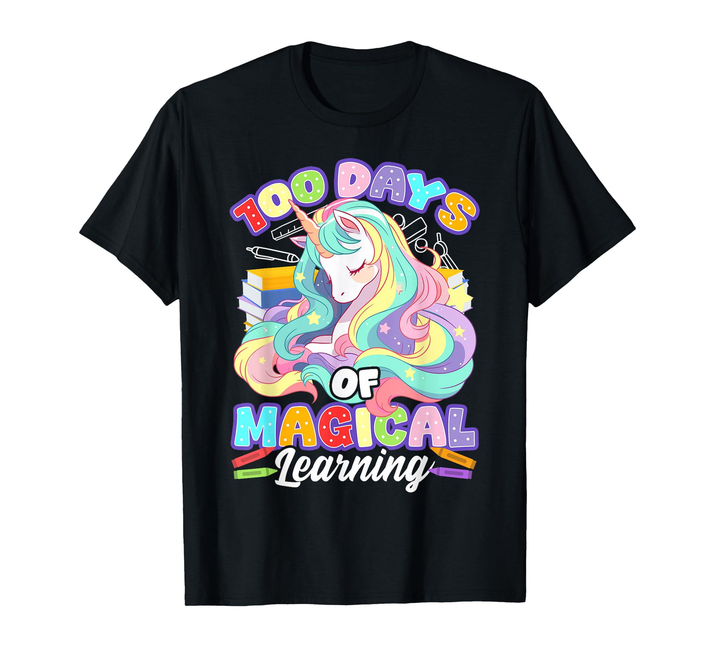 100 Days of School Unicorn Girls 100 Magical Days Girls T-Shirt