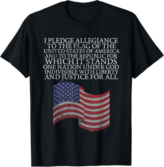 Pledge of Allegiance Tshirt 4th of July Flag Gift Tee T-Shirt