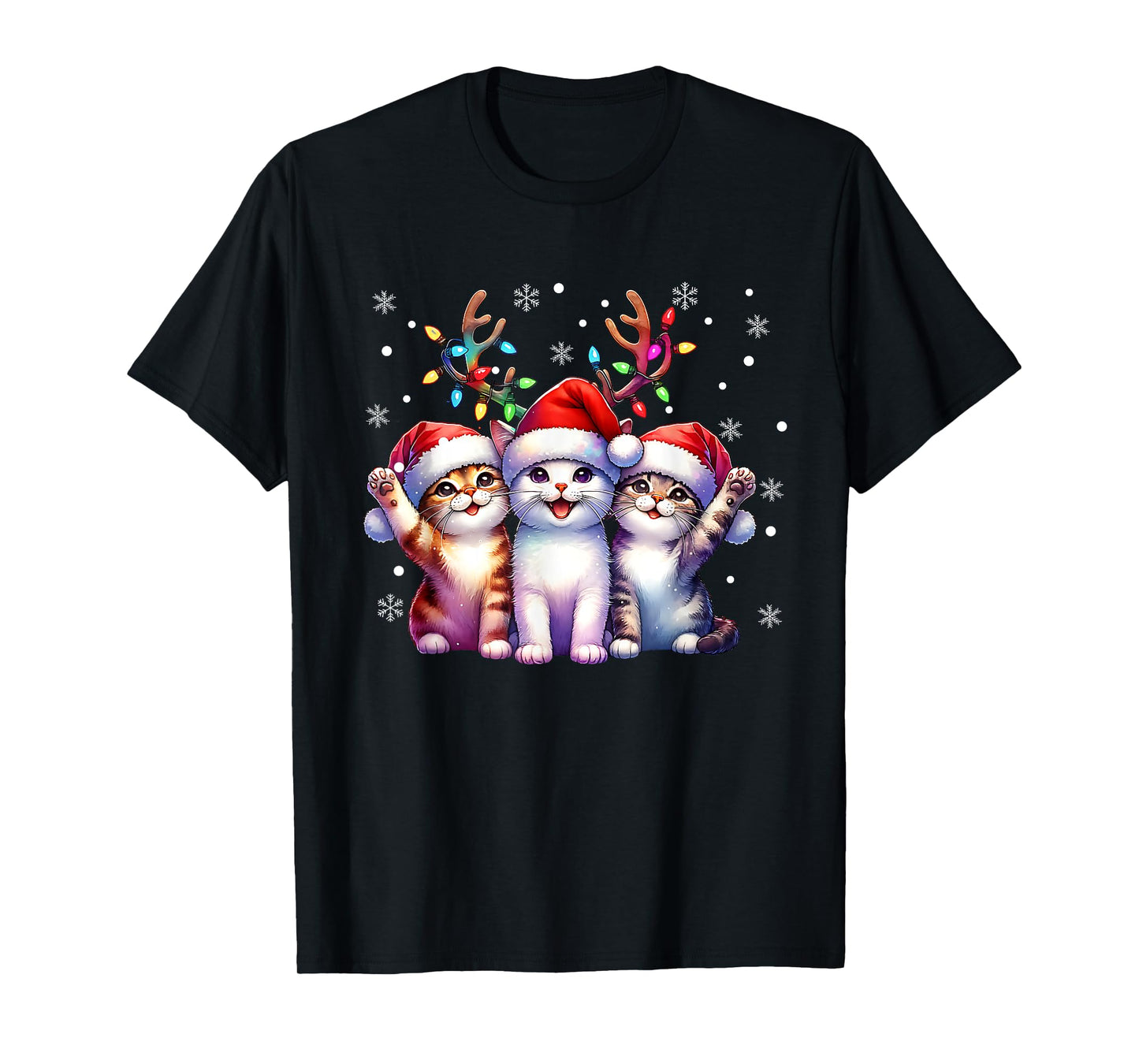Christmas Cat Santa Reindeer Cat Lover Christmas Cats T-Shirt